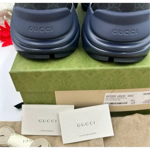 Gucci men's Rython GG Supreme monogram trainers size 12 made in Italy - Picture 4 of 6